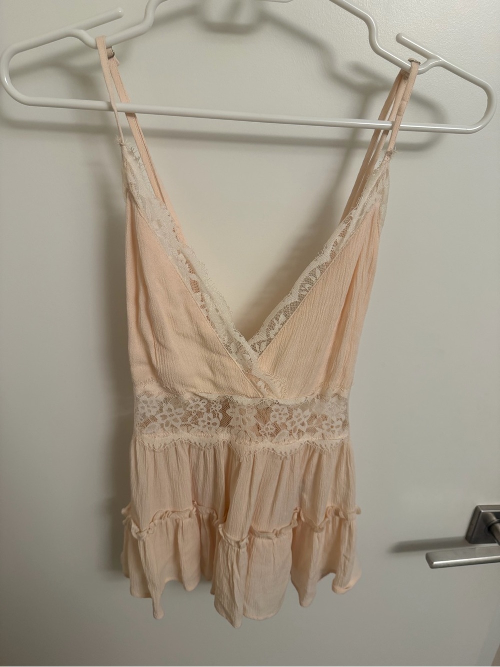 Forever 21 Light Pink/Cream Lace-Trim Slip Cami